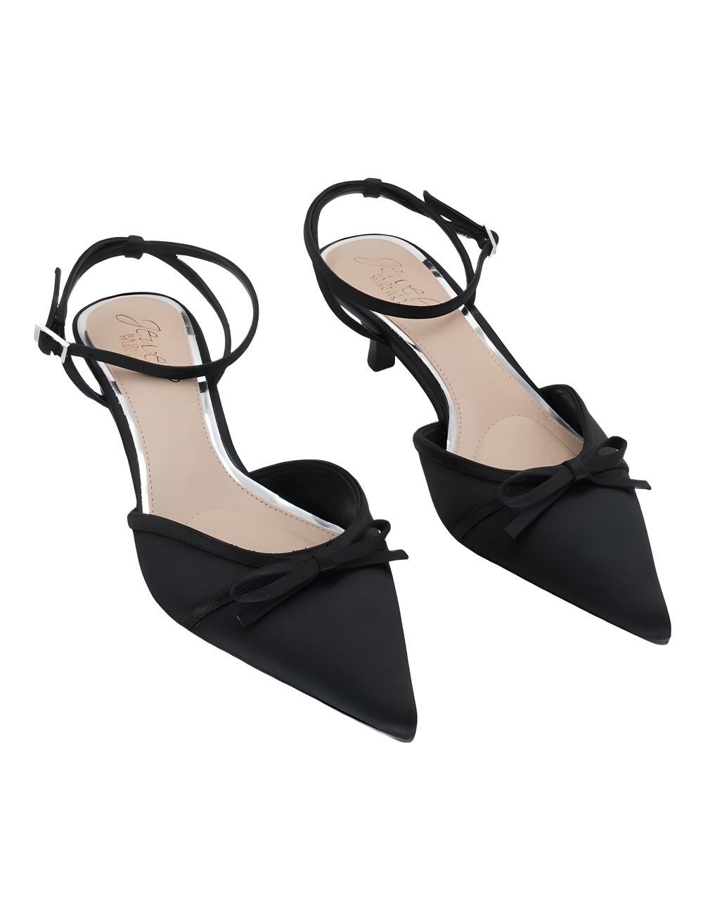 Jewel Badgley Mischka Talasia Black Satin Bow Pointed Toe Size 6M